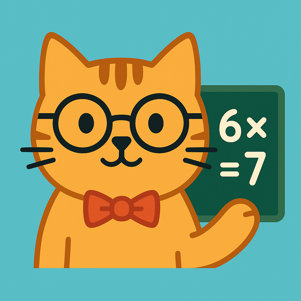 Friendly cat teaching a math lesson